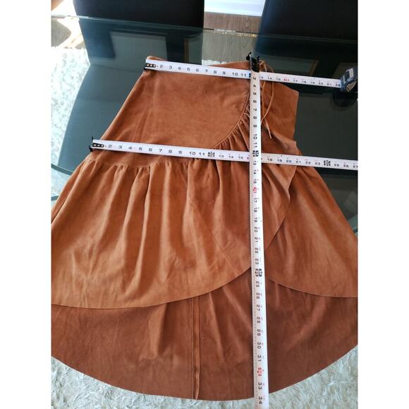 Ulla Johnson Tiered Skirt Womens Small Brown Tencel Miko Suede Ruffle Tie Waist - Picture 8 of 12